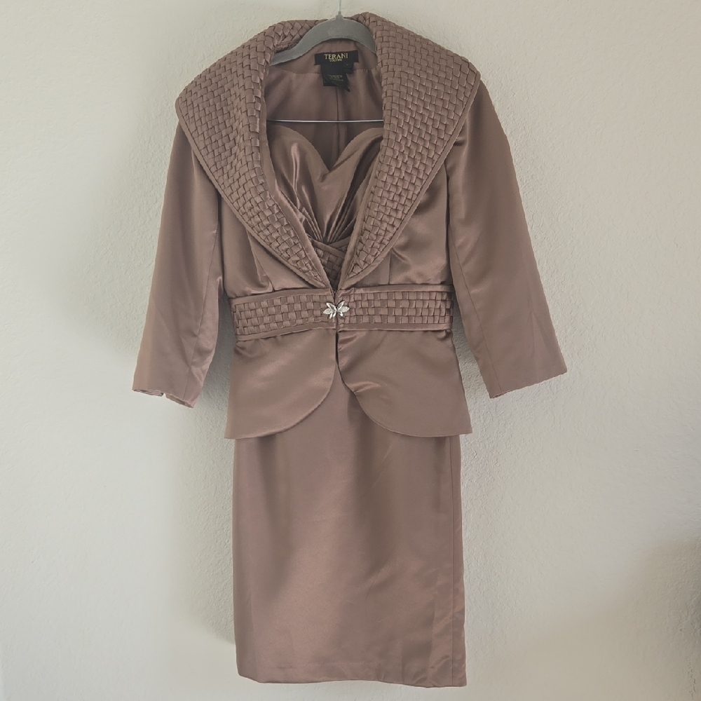 Terani Taupe Blazer And Dress Set 2P